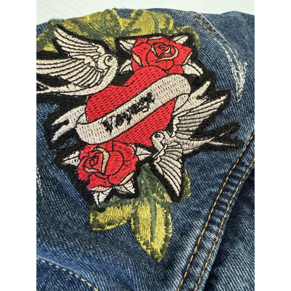 Levi’s Women’s Denim Jacket M Custom Los Angeles Patchwork Retro Style - Picture 14 of 16